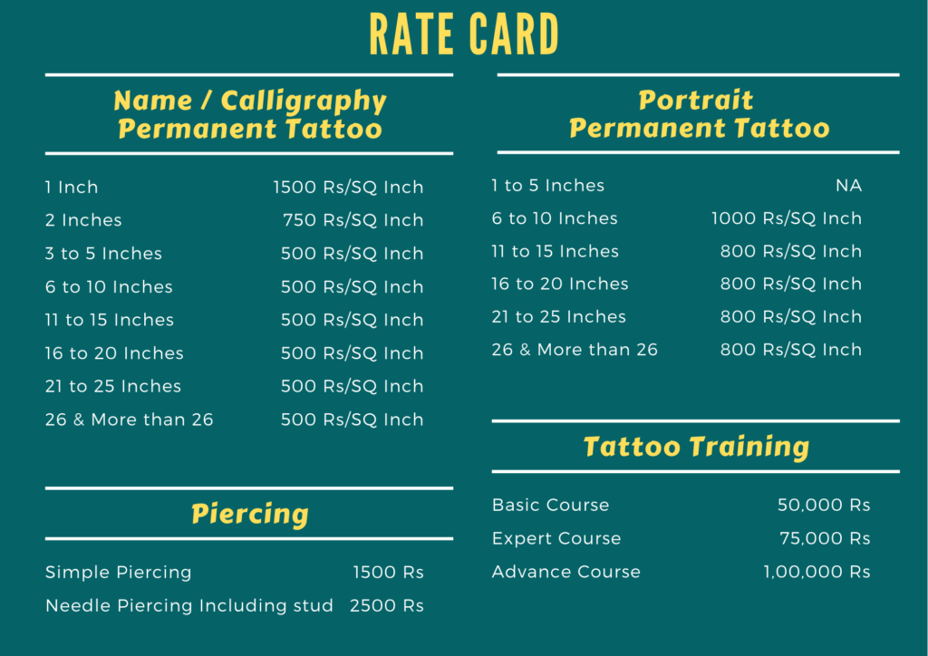 Rate Card 10 Fizz Tattoo Studio