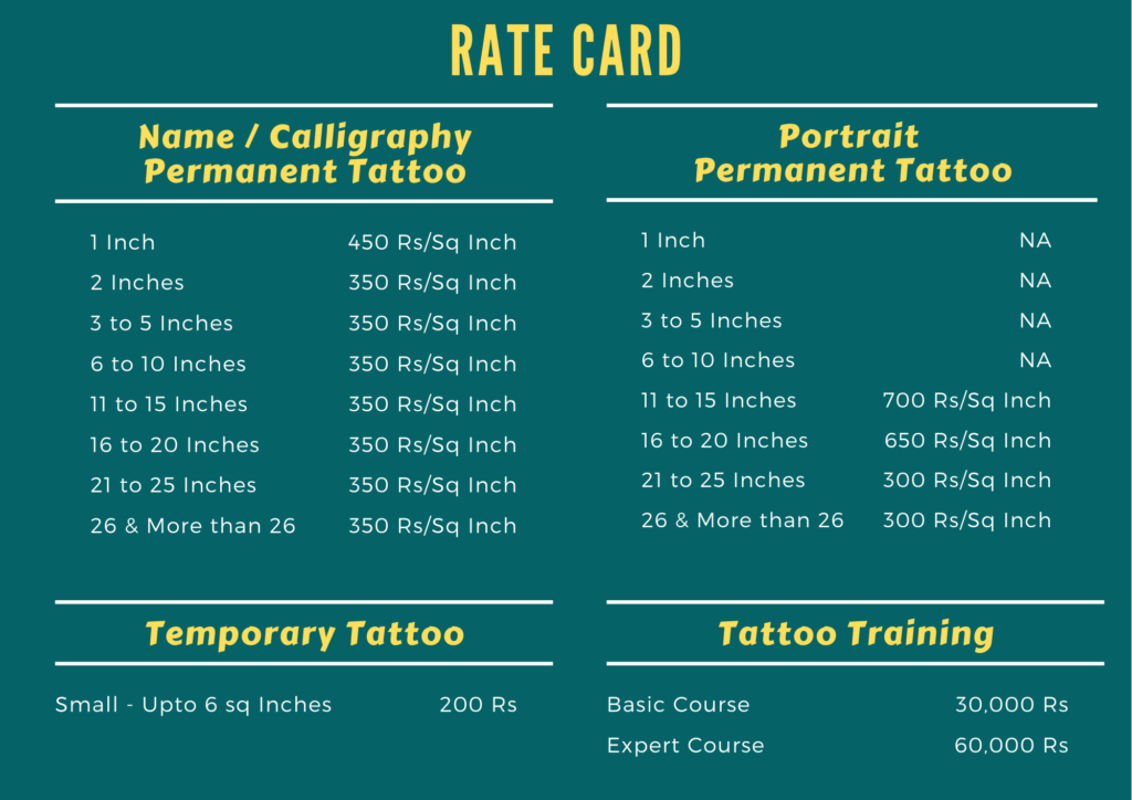 Rate Card 5 Cathy Tattoo Studio